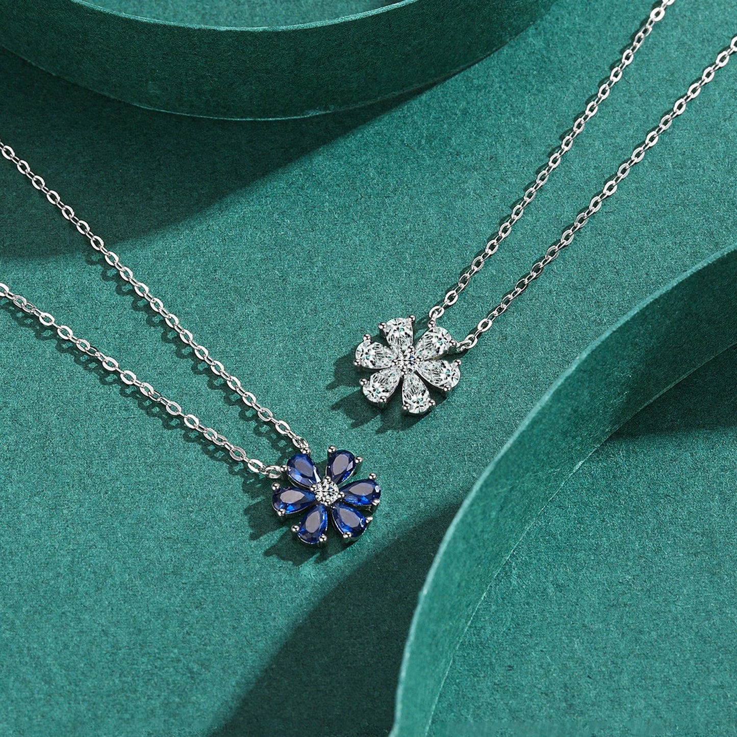 925 Sterling Silver Sparkling Lucky Flower Pendant Necklace for Women Luxury Drop Zirconia Female Wedding Fine Jewelry