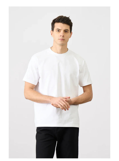 2026 Summer New Oversize 310gsm 100% Cotton T-shirts Men Quality Breathable Solid Color Comfortable Tops