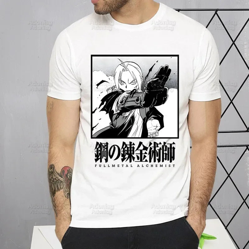 Fullmetal Alchemist T Shirt Harajuku Alphonse Elric TShirts Short Sleeve Fashion Casual Edward Elric T-Shirt Tops Tees