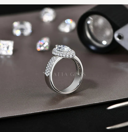 Marquise 2CT Moissanite Rings for Women 12*6mm D Color Diamond Real 925 Sterling Silver Luxury Anniversary Jewelry Gift