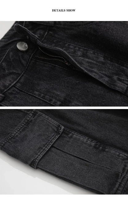Baggy Jeans Men's Oversize Cargo Korean Black Wide Pants Streetwear Hip Hop Harajuku Male Fashion Straight Denim Pants