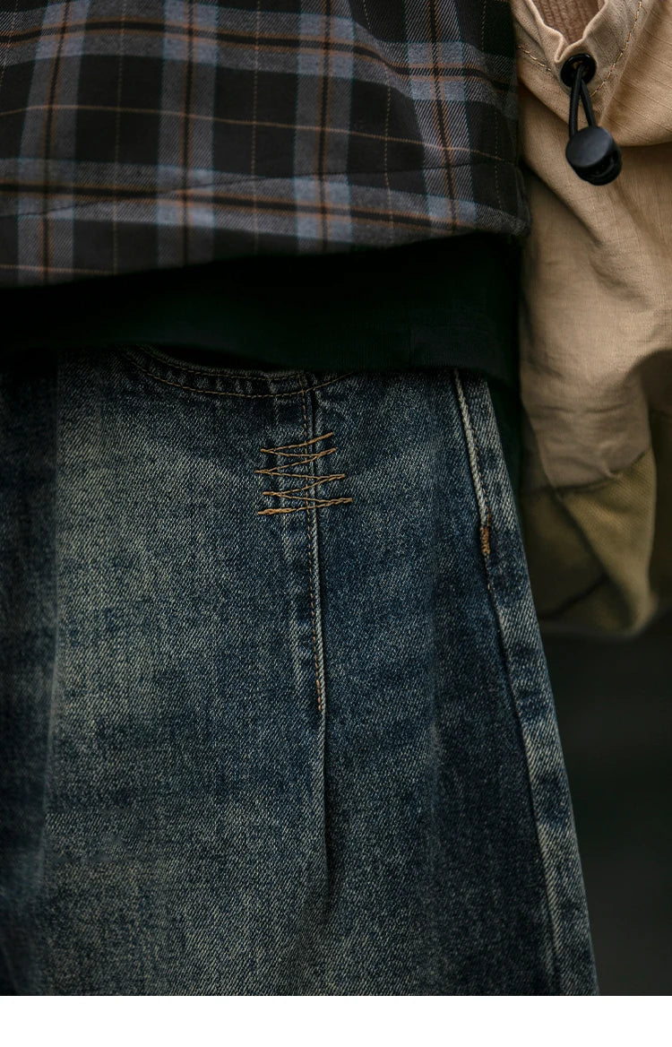 American Vintage High Quality Denim Cargo Pants Men Clothing Streetwear Loose Skate Jeans Harajuku Casual Harem Trousers Male