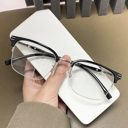 Men's Business Classic Half Frame Anti Blue Light Reading Glasses Myopia Hyperopia Customizable Prescription TR2242
