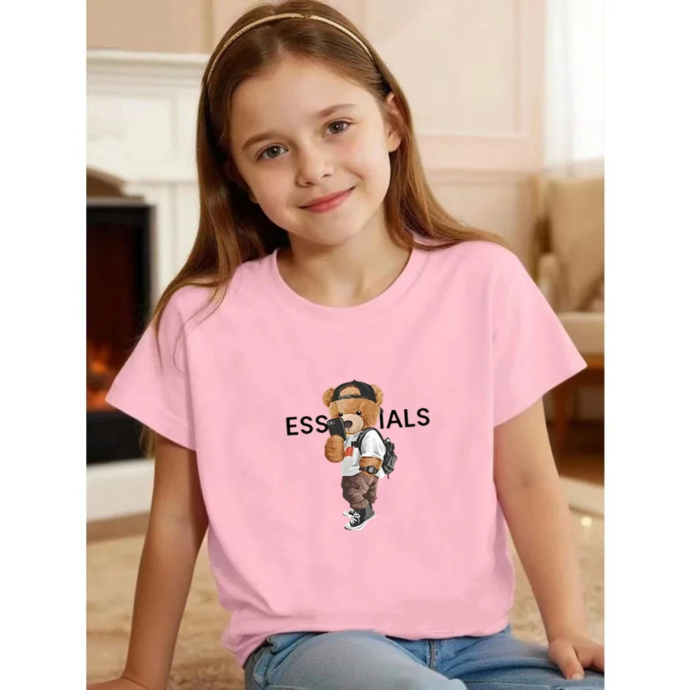 Kids Brand Little Bear Round Neck T-shirt+Shorts Set Clothing Fashion Boy Girl 3-12Yrs Sports Short-Sleeved Casual Set Summer