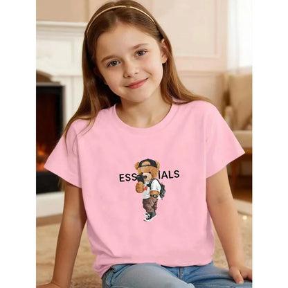 Kids Brand Little Bear Round Neck T-shirt+Shorts Set Clothing Fashion Boy Girl 3-12Yrs Sports Short-Sleeved Casual Set Summer