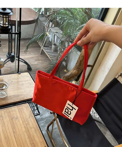 Luxury Premium Designer Elegant Womens Silk Satin Small Tote Solid Color Shoulder Underarm Purse Versatile Fashion Commuting Bag