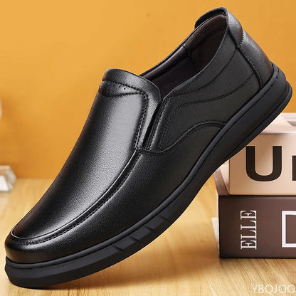 2025 Casual Men's leather Shoes Summer soft soled dad shoe Versatile classic Male shoes Breathable genuine leather loafers Homme