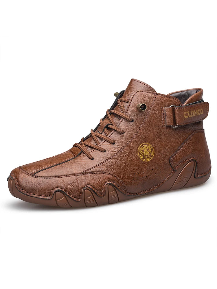 Hand-Sewn Soft-Soled Octopus Boot Men's Short Boots High-Top Leather Boots for Men