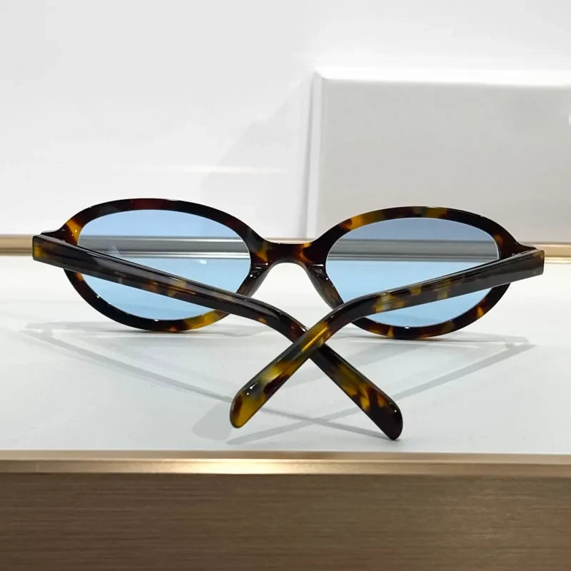 Luxury Small Oval Women's Sunglasses Handmade Acetate High Quality Original Brand Design UV400 Prescription Eyeglasses for Men