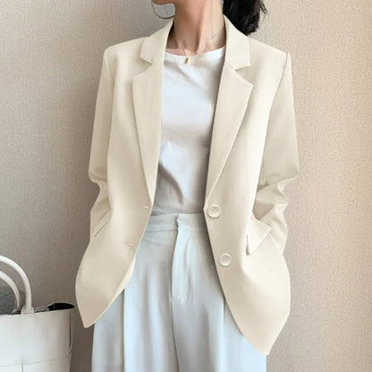 New Solid Color Blazer Coat Female Spring Autumn  Fashion Suit Jacket Ladies 2026  Advanced Long Sleeves Casual Tops Outwear