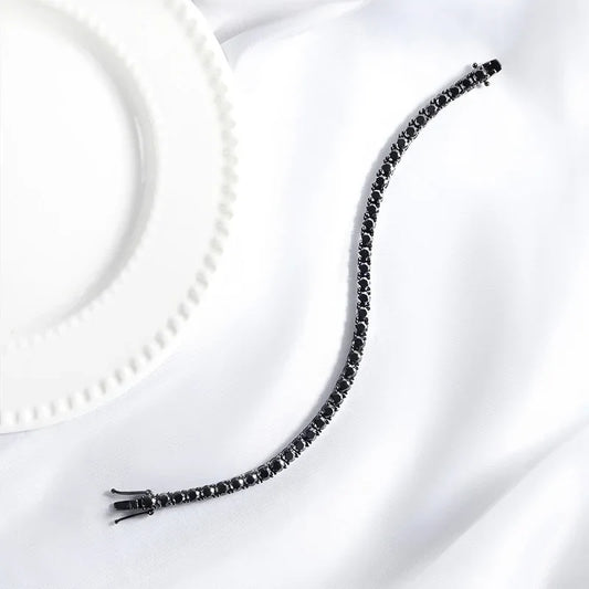 Bracelet de tennis en moissanite noire 3/4/5MM pour femmes Hip Hop, bracelet pour hommes entièrement serti de diamants, 100% argent sterling 925, vente en gros