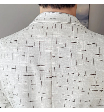 High Quality Jacquard Suit Jacket for Men 2025 Fashion Korean Style Slim Fit Business Casual Wedding Social Dress Coats 4XL-M