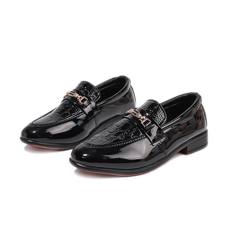 Boys Leather Shoes Black Classic Children Formal Shoes Point Toes Soft Bottom 2026 Spring Autumn Kids Flat Shoes British Style