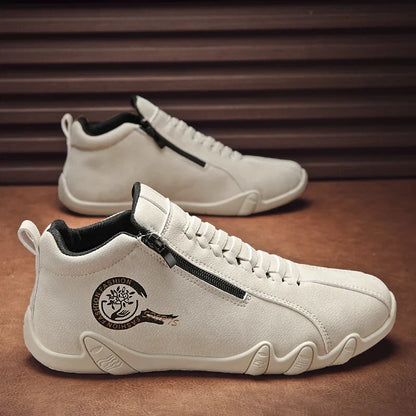 Men's Casual Shoes Side Zipper Short Boots Versatile Flats Bottom Trbottomyy Fashion Pu Leather Men's Shoes Spring Suitable for Outdoor Sports