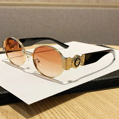 New Vintage Oval Sunglasses Metal Frame Women's Luxury Designery Sun Glasses Shades for Men Oculos UV400  Gafas De Sol Mujer