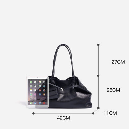 2026 Women's Top Grain Leather Tote Indie Inspired Shoulder Purse Large Capacity Commuting Crossbody Bag Contemporary Daily Use