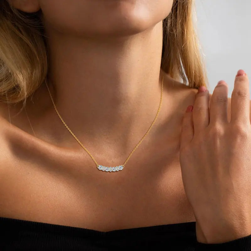 GRA Certified Full Moissanite Smile Pendant Necklace for Women 925 Sterling Silver Clavicle Chain Jewelry Gift Collares