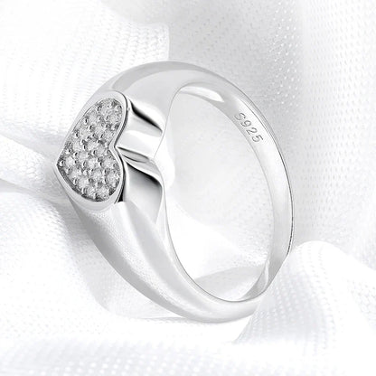 1.2mm Heart All Moissanite Rings for Women Sparkling Luxury Quality Fine Jewelry S925 Sterling Silver Plated 18k Band