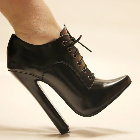 6 Inch High heel Fetish Lace Up Pointy Toe Unisex Drag Queen Pump