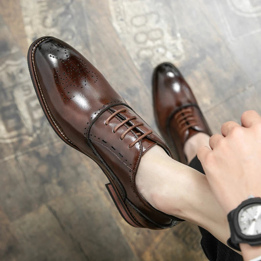 High Quality Leather Business Formal Shoes 2026 Classic Italian Casual Dress Shoes Men Elegant Office Formal Oxford Shoes