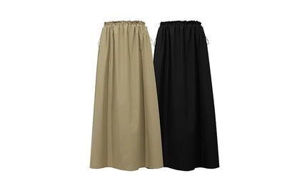 Women's Skirt 2026 Summer New Ruffle Hem Elastic Waist A-Line Midi Skirt Casual Outdoor Loose Fit Skirt For Women 12622013
