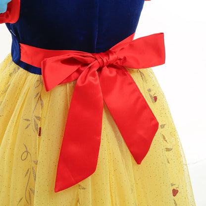 Girls Fantasy Birthday Dress Snow White Costume Deluxe Princess Ball Gown with Cape Toddler Christmas Frock Halloween Purim Robe