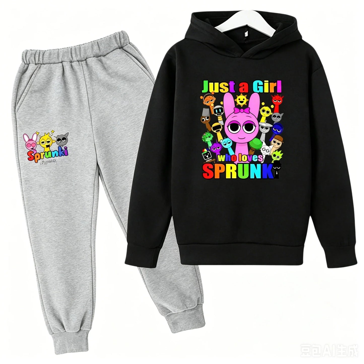 Sprunki Kids Clothes Hoodie+pants Age 2-12 Boy Girl Incredibox Anime Figures Sweatshirt Spring Autumn Pullover for Children Sets