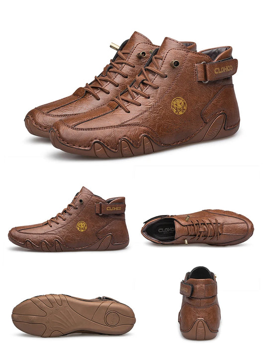 Hand-Sewn Soft-Soled Octopus Boot Men's Short Boots High-Top Leather Boots for Men