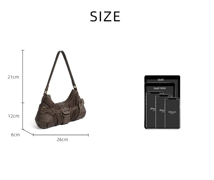 Vintage Rivet Armpit Bag Small PU Leather Shoulder Bags for Women Handbag Female Luxury Design Ladies Hand Bags Bolsa