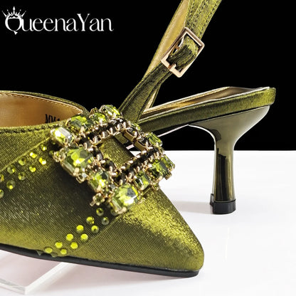 Spot Goods!Festive Elegance: Queena Yan High Quality Women's Pumps Fashion Design For African Wedding Party Ladies Shoes