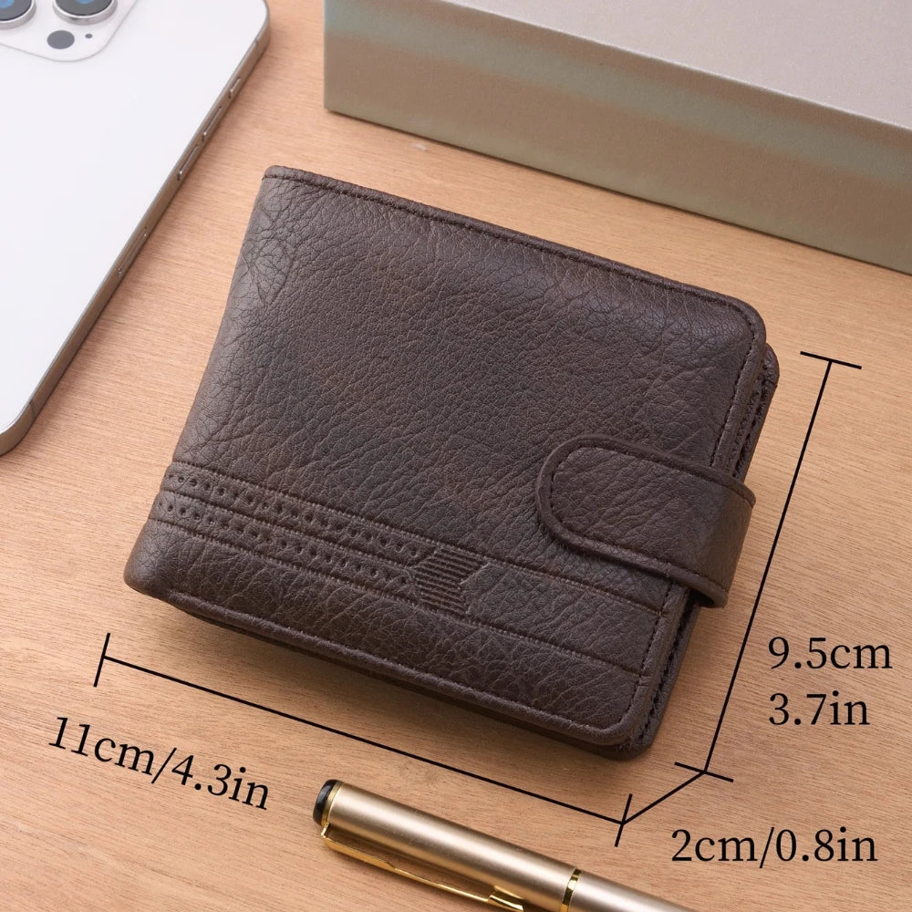 Portefeuille en cuir fin pour homme, porte-monnaie à fermeture éclair de qualité avec compartiment à monnaie, porte-cartes court décontracté pour homme pour un usage quotidien