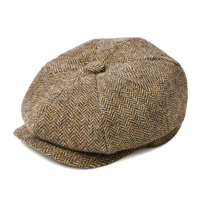 Wool Tweed Newsboy Cap Herringbone Men British Gatsby Retro Hat Driver Flat Cap for Male Vintage Herringbone Beret