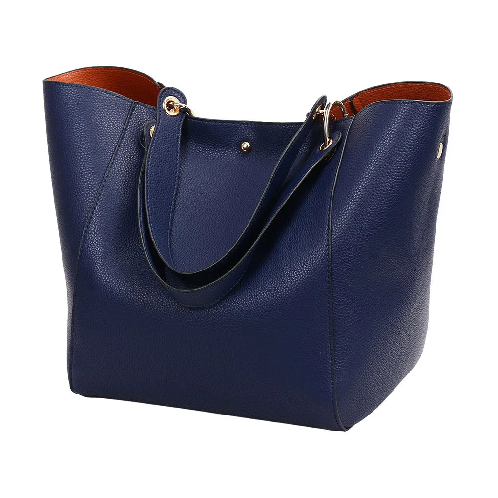 2PCS Luxury PU Leather Large Capacity Tote Bag Classic Women’s Handbag with Hand Coin Purse Top-Handle Shoulder Bag