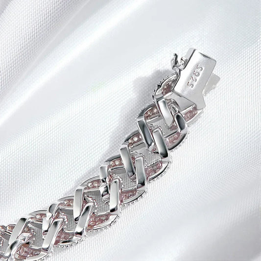 Bracelet cubain en plaqué or 18 carats pour femmes et hommes, bracelet avec diamants à haute teneur en carbone, bijoux en argent sterling 925, chaîne à maillons style Hip Hop