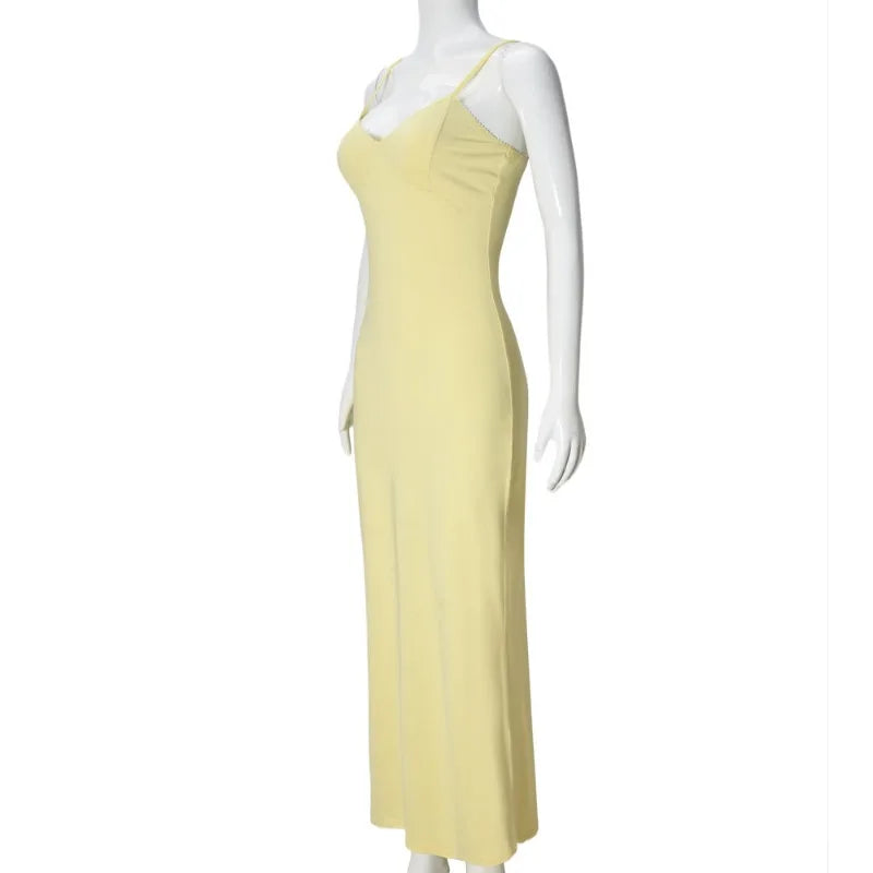 Trendix Women Slim Elegant Maxi Dress Summer Solid High Waist Long Suspender Dresses Vacation Party Sexy Backless Beach Dress