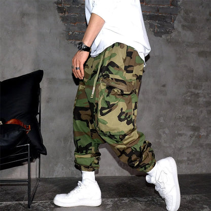 Cargo Pants For Men  2024 Korean style Casual Tightened Nine-point Pants Men's Trendy Multiple pockets Harem Pants