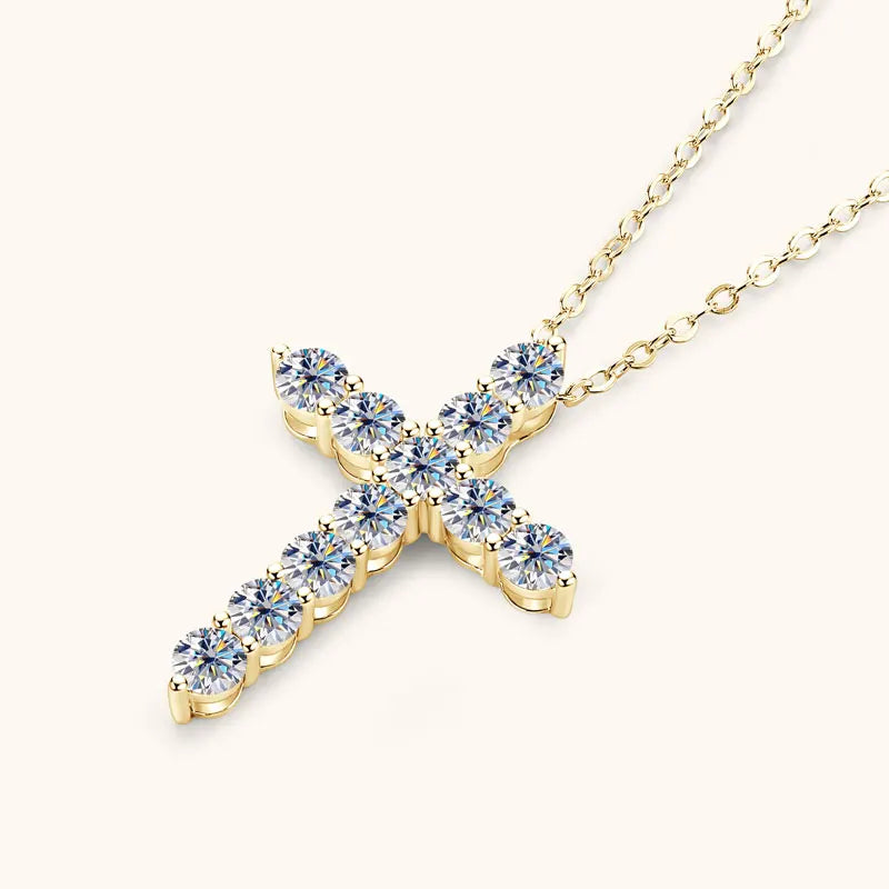 GRA Certified 3.5MM Moissanite Cross Pendant Necklaces for Women S925 Sterling Silver Clavicle Chains Fine Jewelry Gift