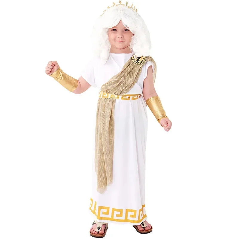 Ancient Greek Myth Child Kids Gods of Sea Poseidon Costume for Boys Carnival Halloween Week Fancy