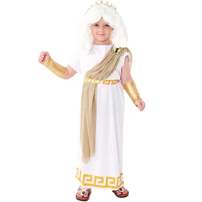 Ancient Greek Myth Child Kids Gods of Sea Poseidon Costume for Boys Carnival Halloween Week Fancy
