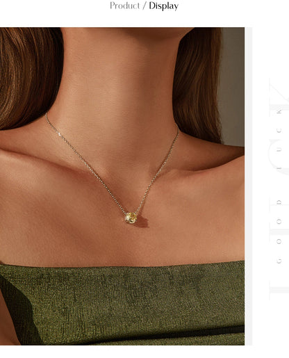925 Sterling Silver Pendant Necklace Dazzling Light Yellow Rose Cut Zirconia Necklaces For Women Fine Jewelry