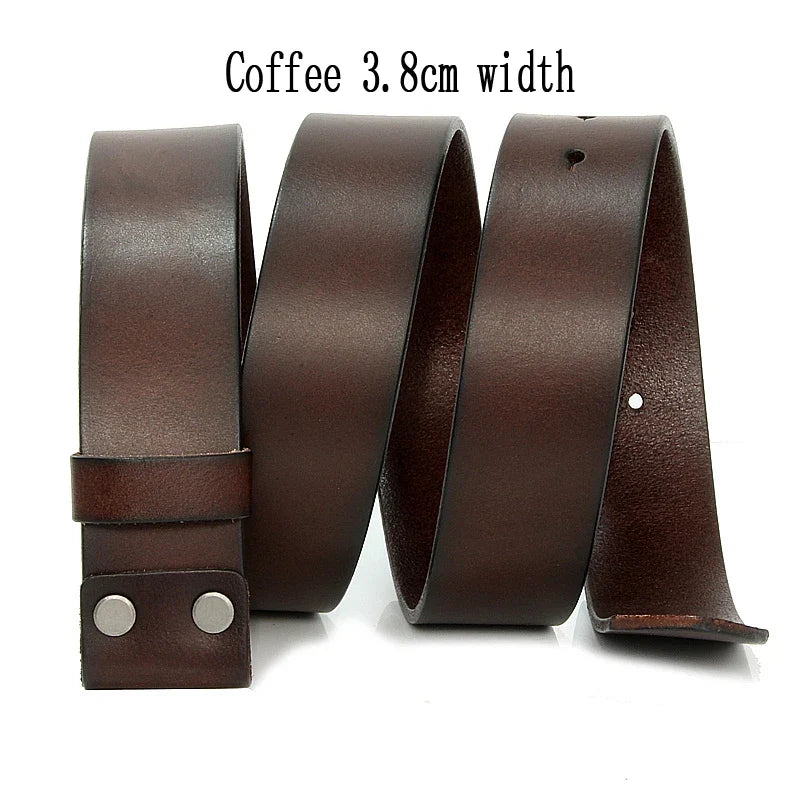 3.3cm and 3.8cm width Vintage No Buckle belt suit Smooth buckle belts men luxury Cowskin Soild Genuine leather without buckle