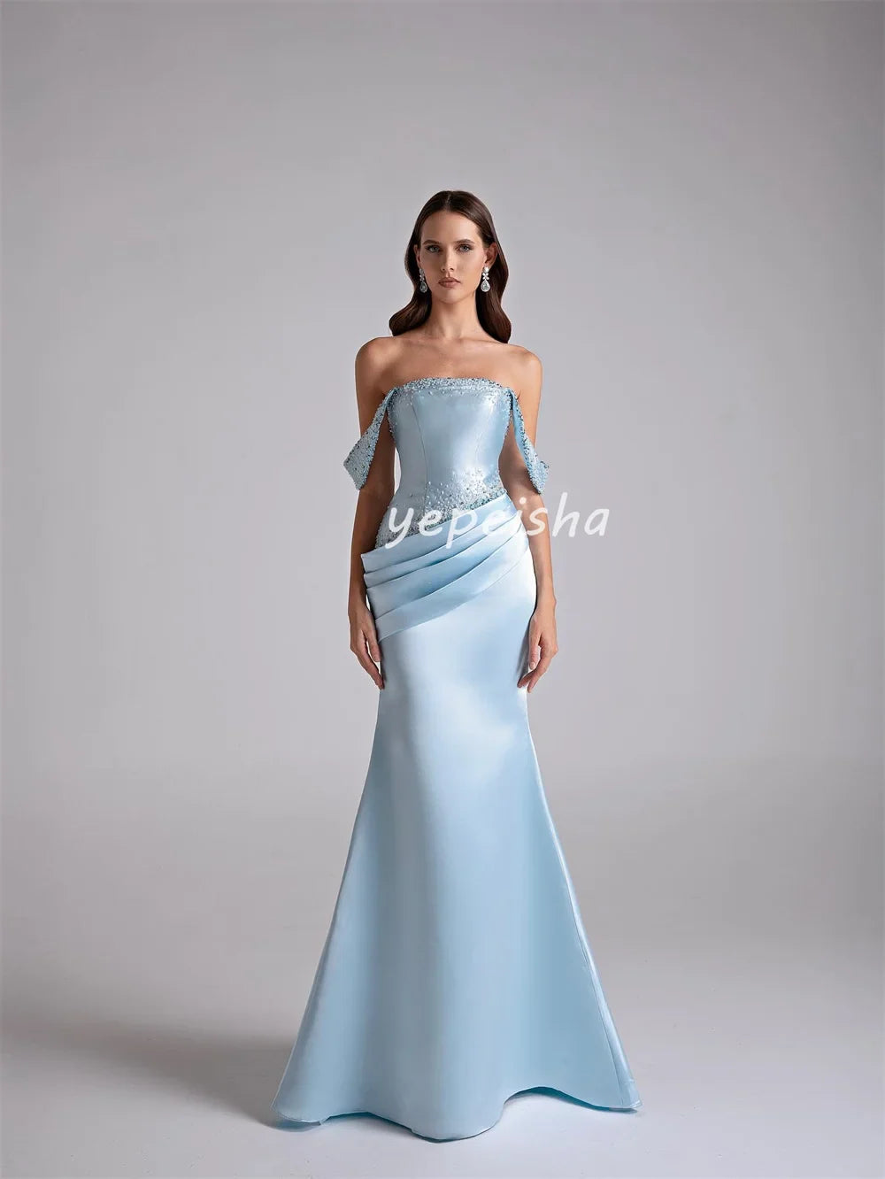 Customized Sexy Elegant Sequined Beading Mermaid Off-the-shoulder Long Dresses Bespoke Occasion Dresses Sizes Available Fashion