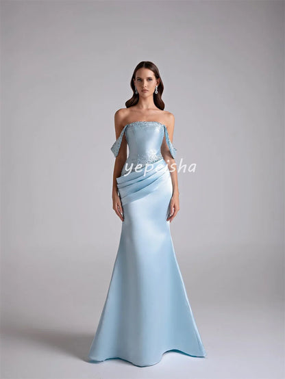 Customized Sexy Elegant Sequined Beading Mermaid Off-the-shoulder Long Dresses Bespoke Occasion Dresses Sizes Available Fashion