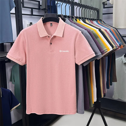 Cotton100% Men's Summer Luxury High Quality Short Sleeves Polo Shirt Letter Printing 25colors Brand T-Shirt Business Men's Wear