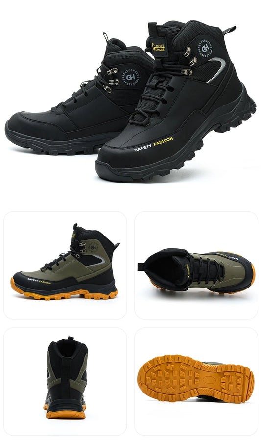 Construction Safety Shoes Men Waterproof Work Boots Anti-smash Steel Toe Shoes Puncture-Proof Indestructible Shoes Safety Shoes