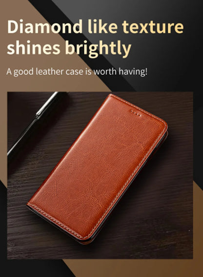 Crazy Horse Genuine Leather Flip Case For Apple iPhone 12 13 14 15 16 16e 17 Pro Max Plus Mini Air Phone Cover Card Cases
