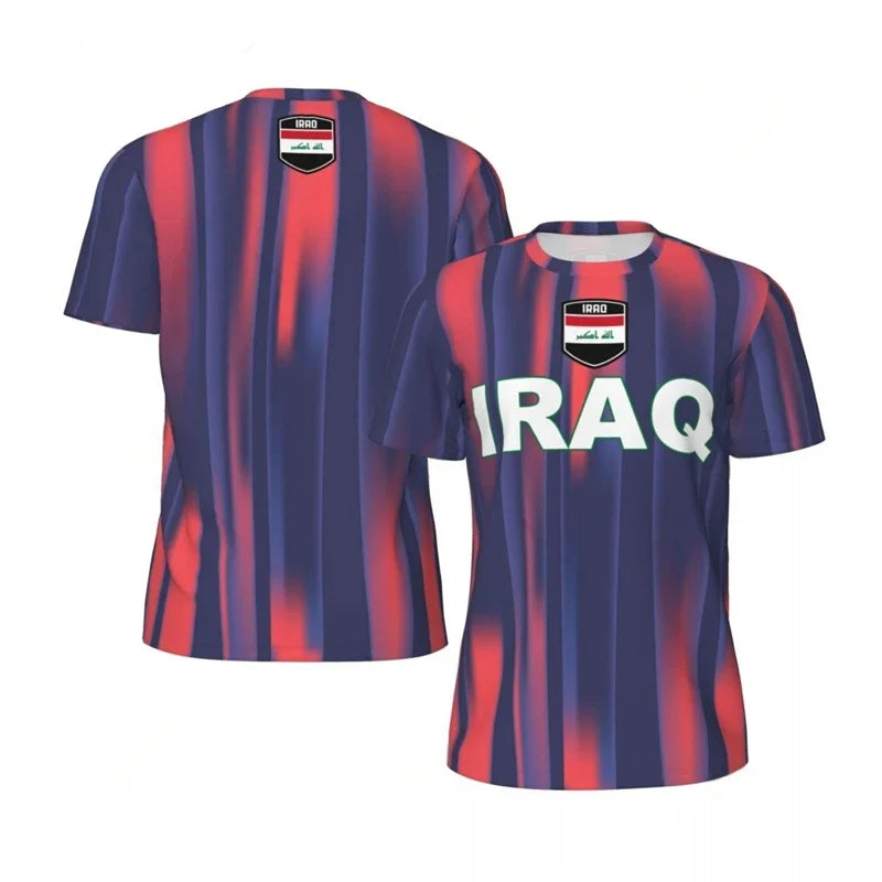 IRAQ Flag 3D Print Sport Quick Dry Breathable Men T-shirt Outdoor Football Jersey Team Fan Loose Short Sleeve Summer Top Clothes