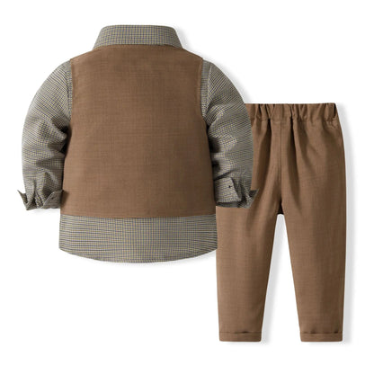 1-6 Years Formal Gentleman Vest Suit for Baby Boys Spring Autumn Kids Birthday Anniversary Clothing Sets Children Party Clothes