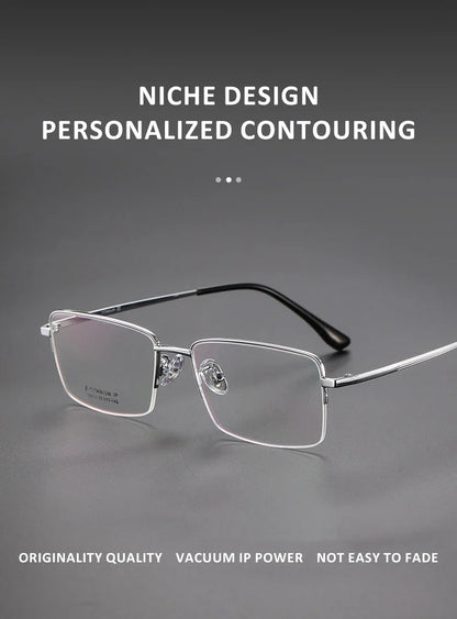 Simple New Retro Ultra-light Titanium Eyeglass Frames Men's Anti-blue Light Glasses Can Be Customized Prescription 18012