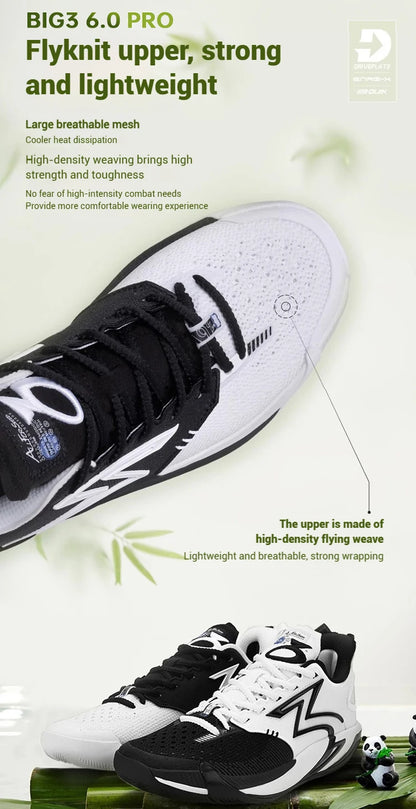 BIG3 6.0 Pro Men Basketball Shoes Carbon Plate Breathable Flexible Training Shock-Absorbing Male Sneakers 672521106